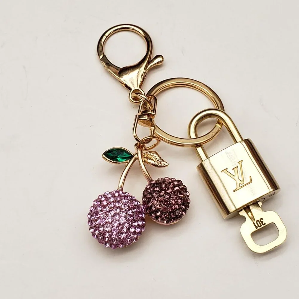 Louis Vuitton Authentic Gold Padlock 🔑 Key + Stylish Bag Unbranded Cherry Charm